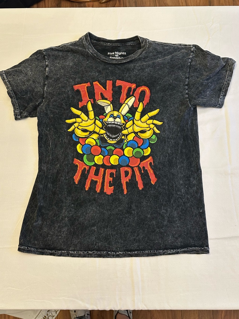 Five Nights at Freddy's Spring Bonnie Into The Pit Black Acid Wash Small